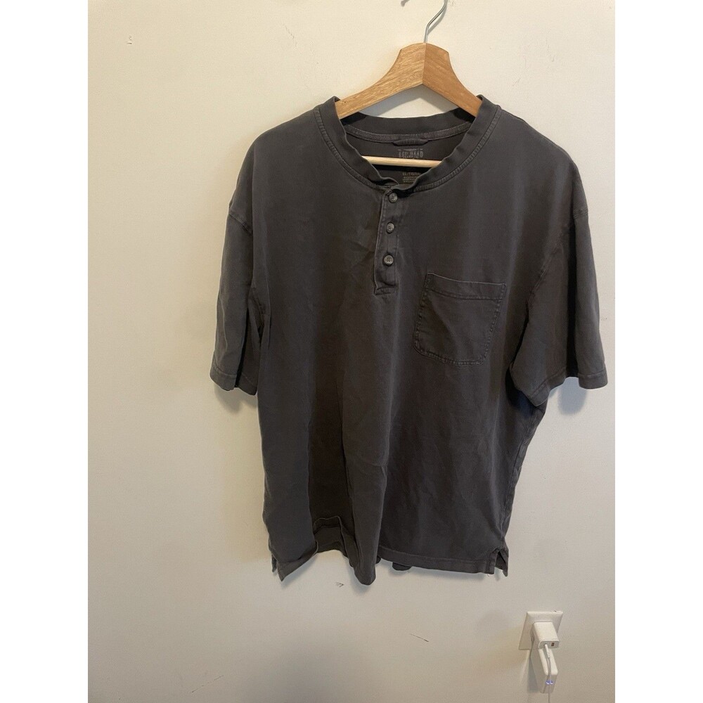 American Eagle Men’s Gray Solid Henley Short Sleeve Pocket T-Shirt XLT